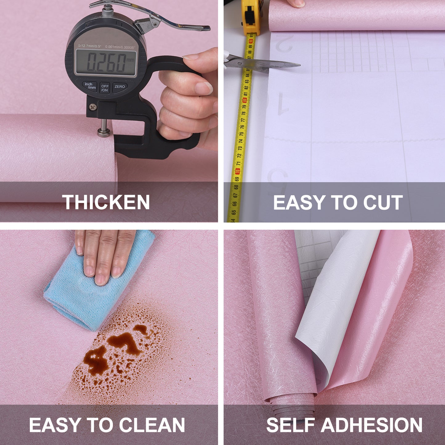 Abyssaly Pink Peel and Stick Wallpaper 15.7" x 118" Self Adhesive Removable Wallpaper Silk Embossed Vinyl Film for Nursery Bedroom Living Room Countertop