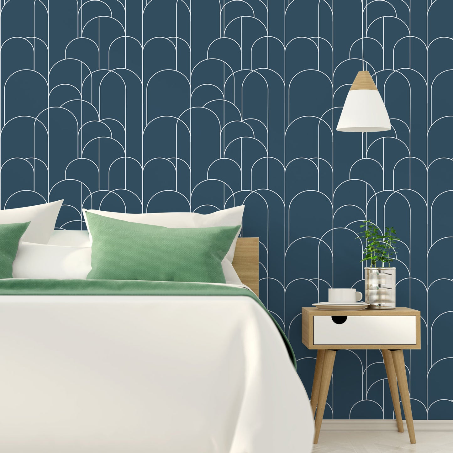 Abyssaly Peel and Stick Wallpaper Geometric Wallpaper 17.7" x 118" Self-Adhesive Wallpaper Removable Wallpaper for Home Decoration and Furniture Renovation Blue Wallpaper