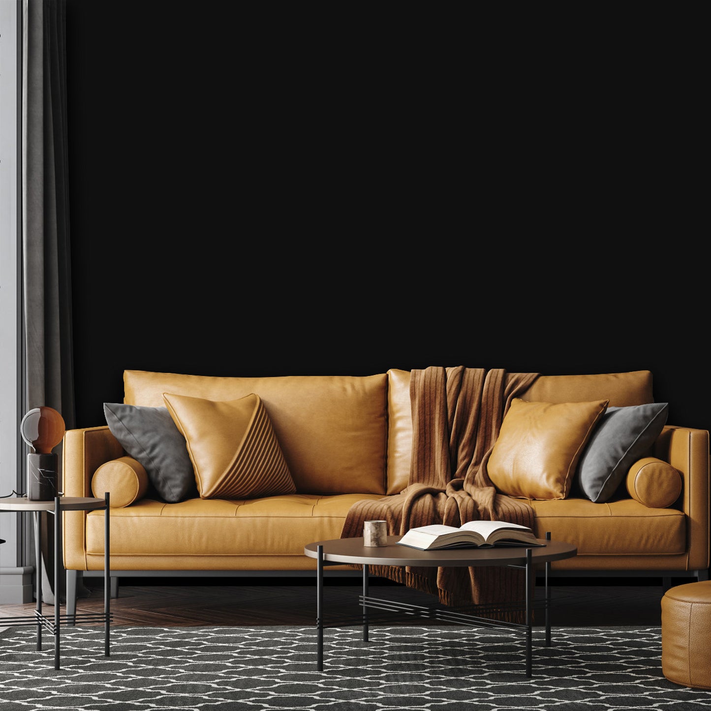 Abyssaly 35.4" x 118" Black Peel and Stick Wallpaper Self-Adhesive Removable Vinyl Wallpaper, Waterproof Contact Paper Black, Black Wallpaper for Walls & Smooth Surfaces