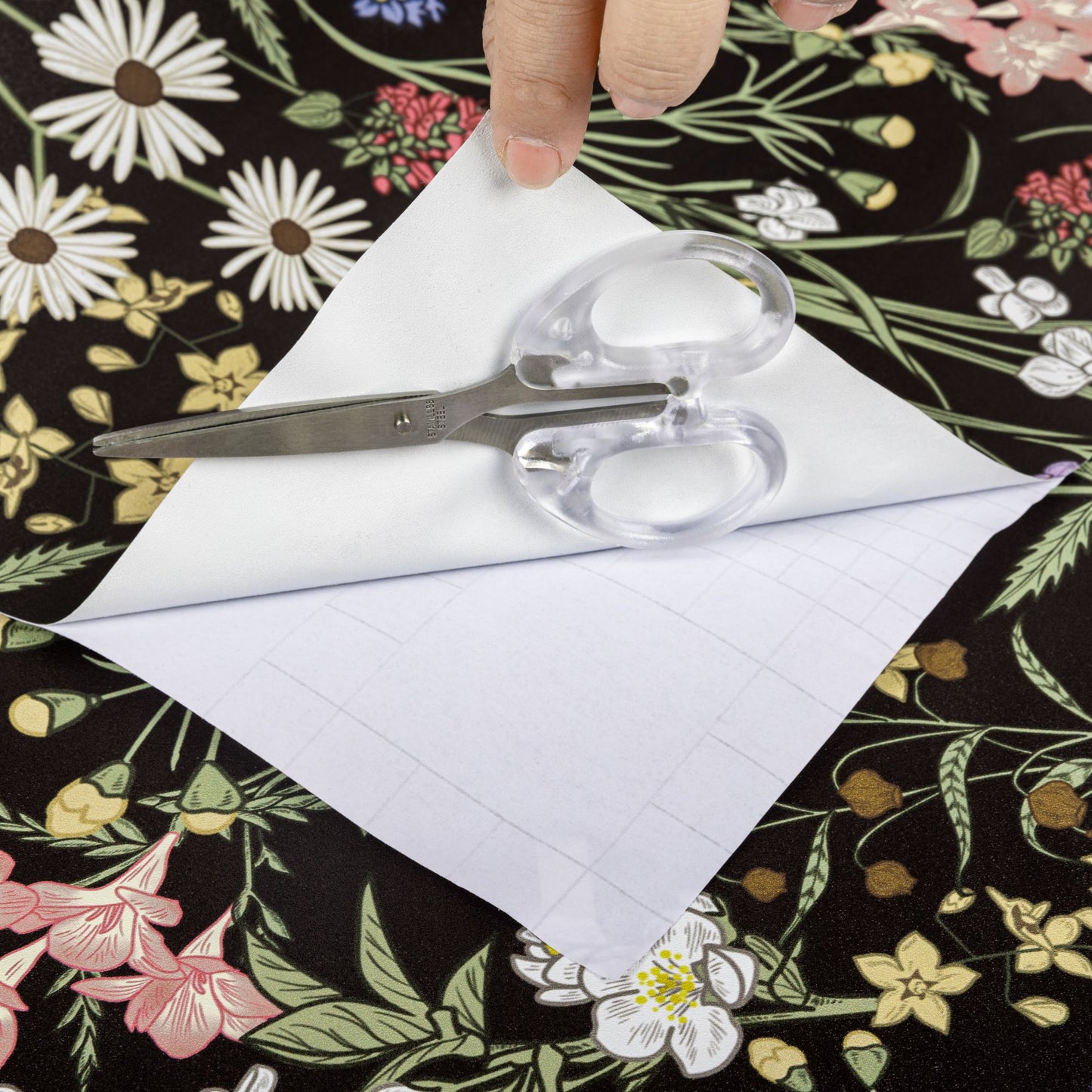 Abyssaly 17.7" x 118" Peel and Stick Wallpaper Black Floral Wallpaper Wall Stick Removable Wallpaper