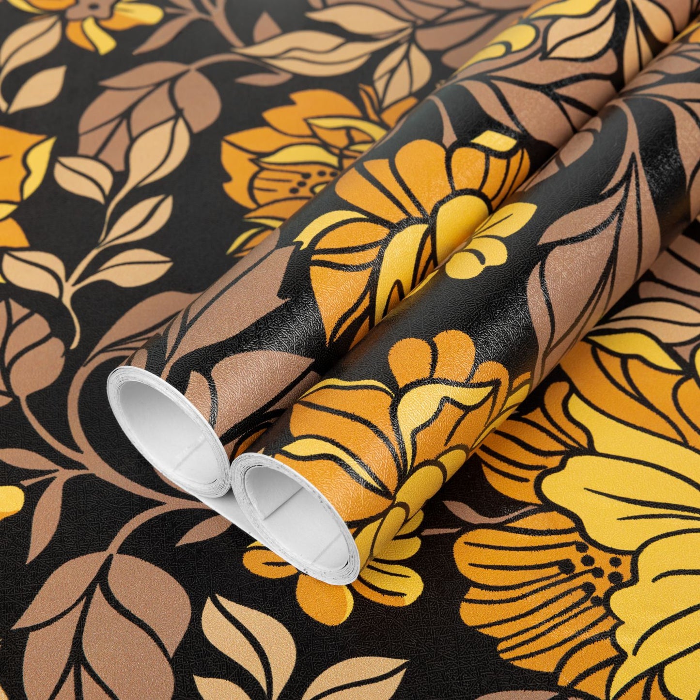 UMIGGEE Floral Wallpaper Peel and Stick Wallpaper Peony Wall Paper 17.7-in x 118-in Self Adhesive Black Flower Wallpaper Contact Paper Home Decor Wall Covering Old Furniture Renovation