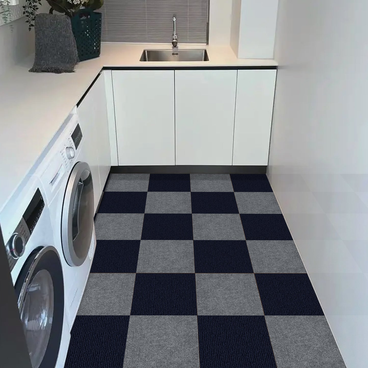 UMIGGEE Peel and Stick Carpet Tiles 12" x 12" Navy Blue Self-Adhesive Square Soft Carpet Floor Tiles Carpet Easy Install DIY Floor Tiles for Kids Room Bedroom Dining Room 10-pcs (10 sq. ft./Box)