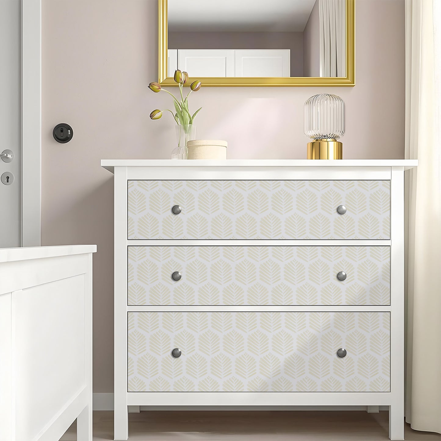 Abyssaly Peel and Stick Wallpaper 17.3"×118" Beige Leaf Self-Adhesive Removable Modern Wallpaper for Home Decor