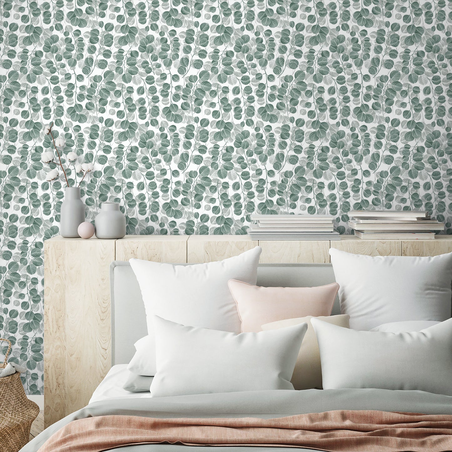 Abyssaly Peel and Stick Wallpaper Green Leaf Wallpaper 17.7" x 118"Self-adhesive Removable Floral Contact Paper for Cabinets Bedroom Living Room Decorative Wall