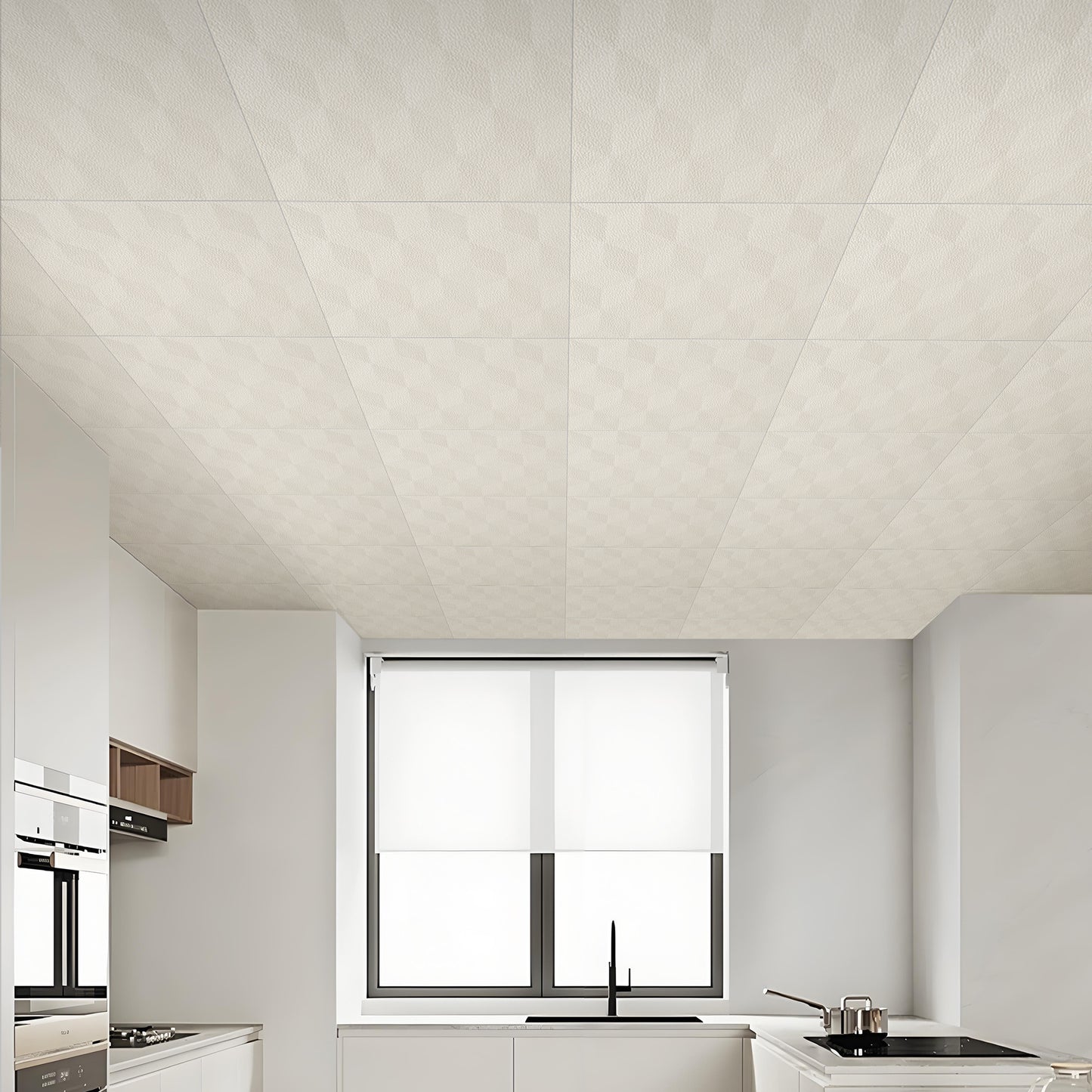 Abyssaly Peel and Stick Ceiling Tile 13.8" x 13.8" 32 Pcs White Foam Ceiling Tile Coverage Area 42 sq.ft.