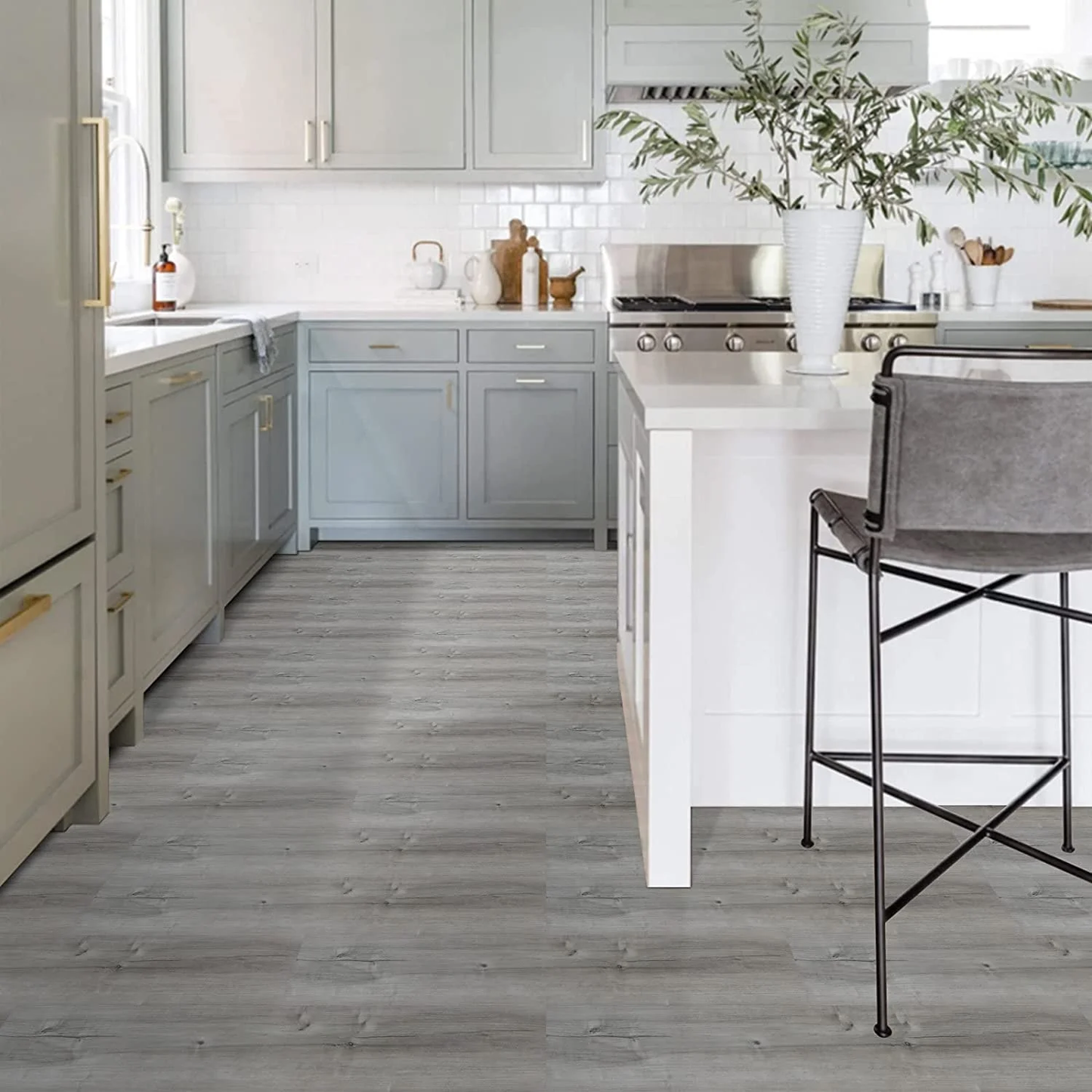 Lxcreat 20 PCS Peel and Stick Floor Tile, 35in×6in, Natural Grey Wood Grain Look, Self Adhesive and Waterproof for Transfer Bathroom, Kitchen, Living Room