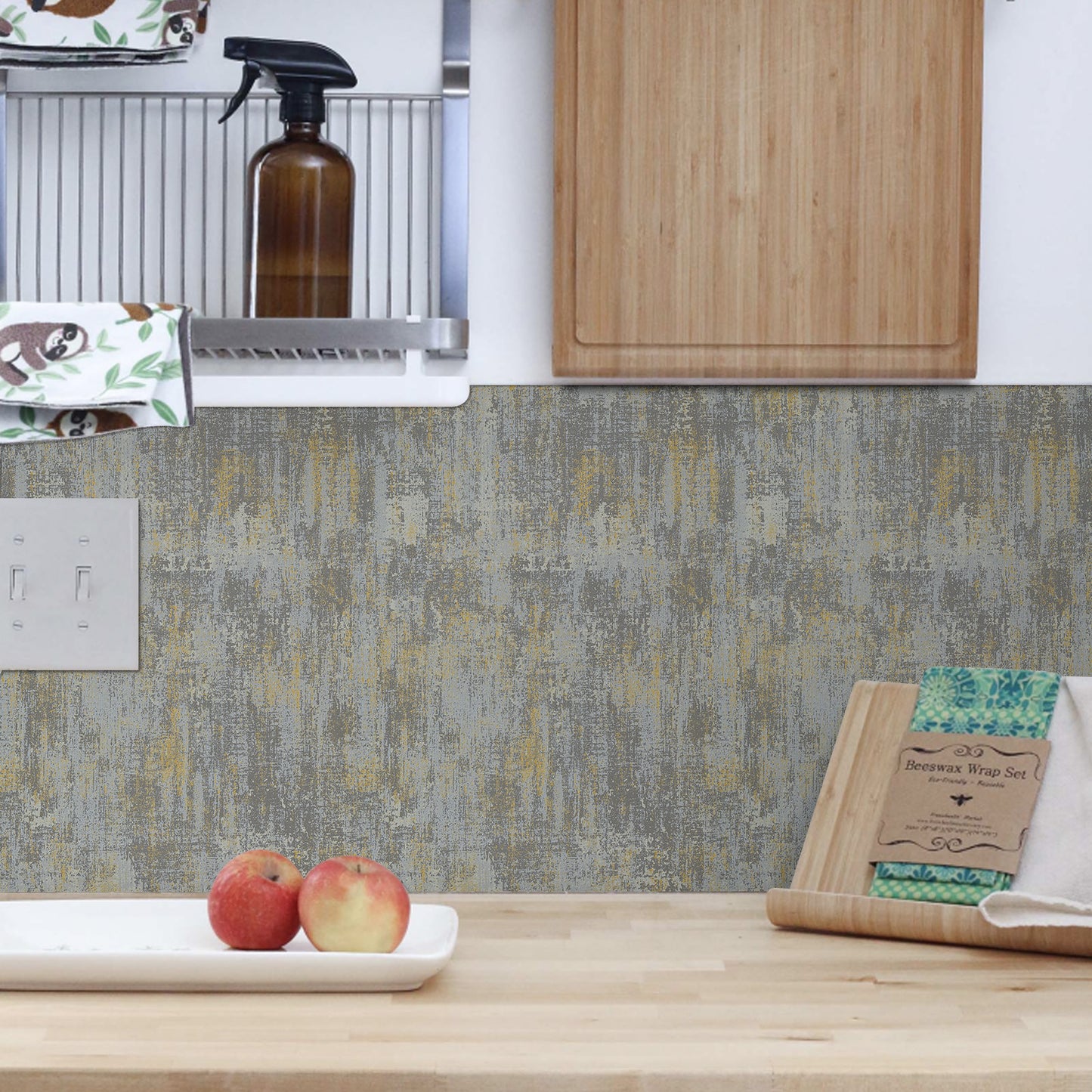 UMIGGEE Gray/Multicolor Wallpaper Grasscloth Peel and Stick Wallpaper 17.3-in x 118-in Wall Paper Stick and Peel Contact Paper Removable Self Adhesive Vinyl Wallpaper