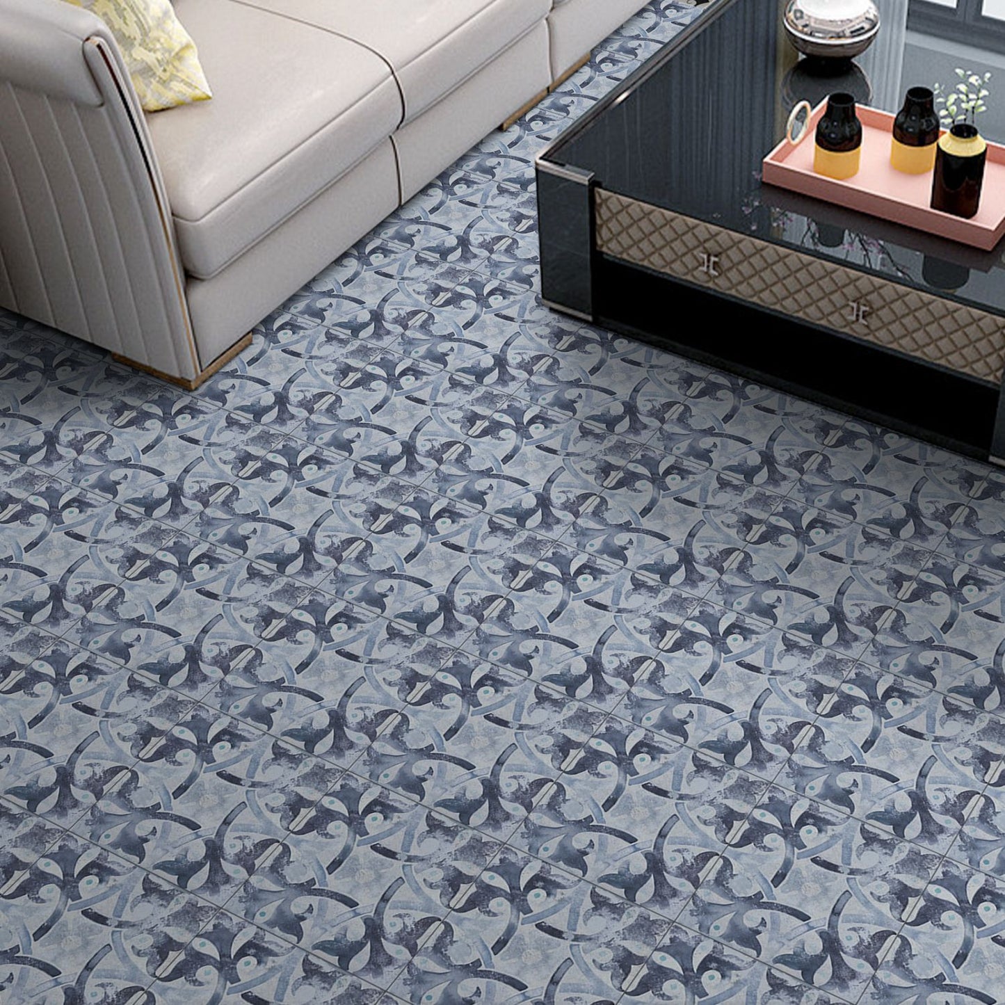 UMIGGEE Peel and Stick Flooring 11.8 in x 11.8 in x1.2mm Blue Floor Tile Self Adhesive Floor Stickers Vinyl Flooring Removable Flooring Tiles DIY Flooring for Kitchen Dining Room Bedrooms & Bathrooms