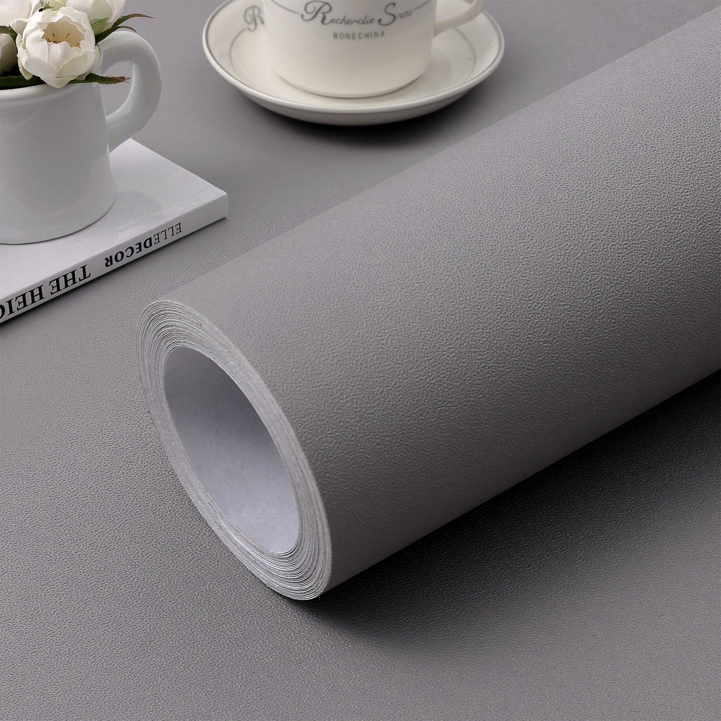 UMIGGEE Grey Wallpaper Self Adhesive Wallpaper Peel and Stick Contact Paper Grey 15.7-in x 118-in Wallpaper for Home Decoration Removable Wallpaper PVC DIY Crafts Wall