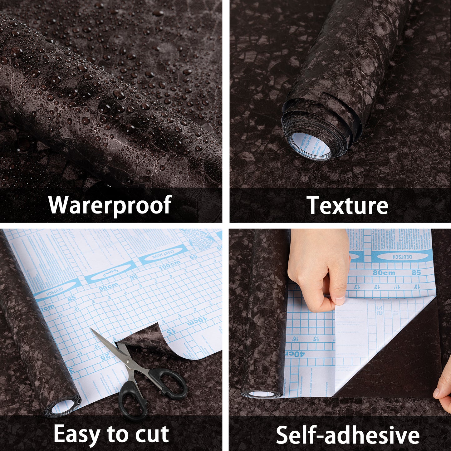 Abyssaly Brown Peel and Stick Wallpaper 15.7"×118", Thicken Modern Textured Embossed Wallpaper Self-Adhesive Removable Vinyl Contact Paper