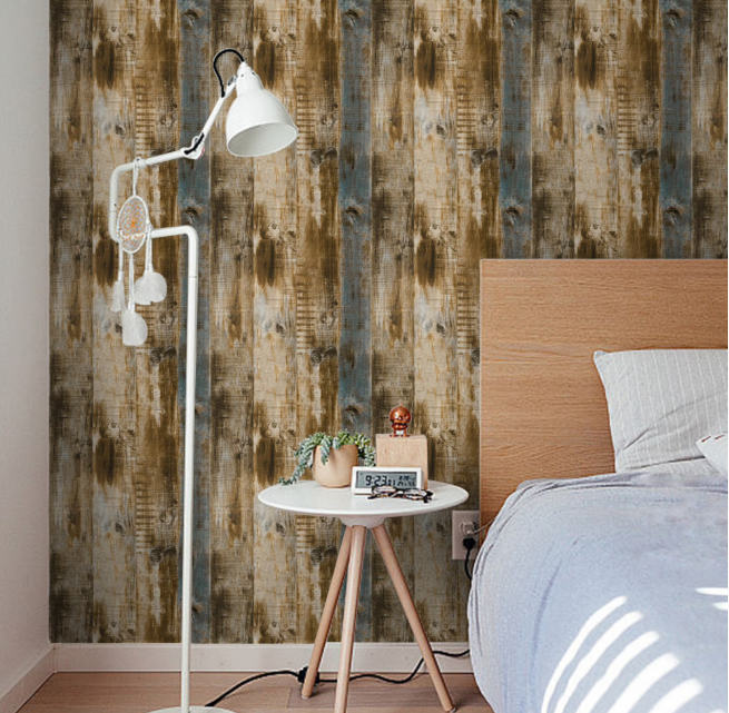 Abyssaly 17.7" x 118" Brown Wood Wallpaper Contact Peel and Stick Wallpaper Waterproof Self-Adhesive and Removable Wood Plank Wall Paper for Kitchen Bedroom Wall Countertop Home Renovation