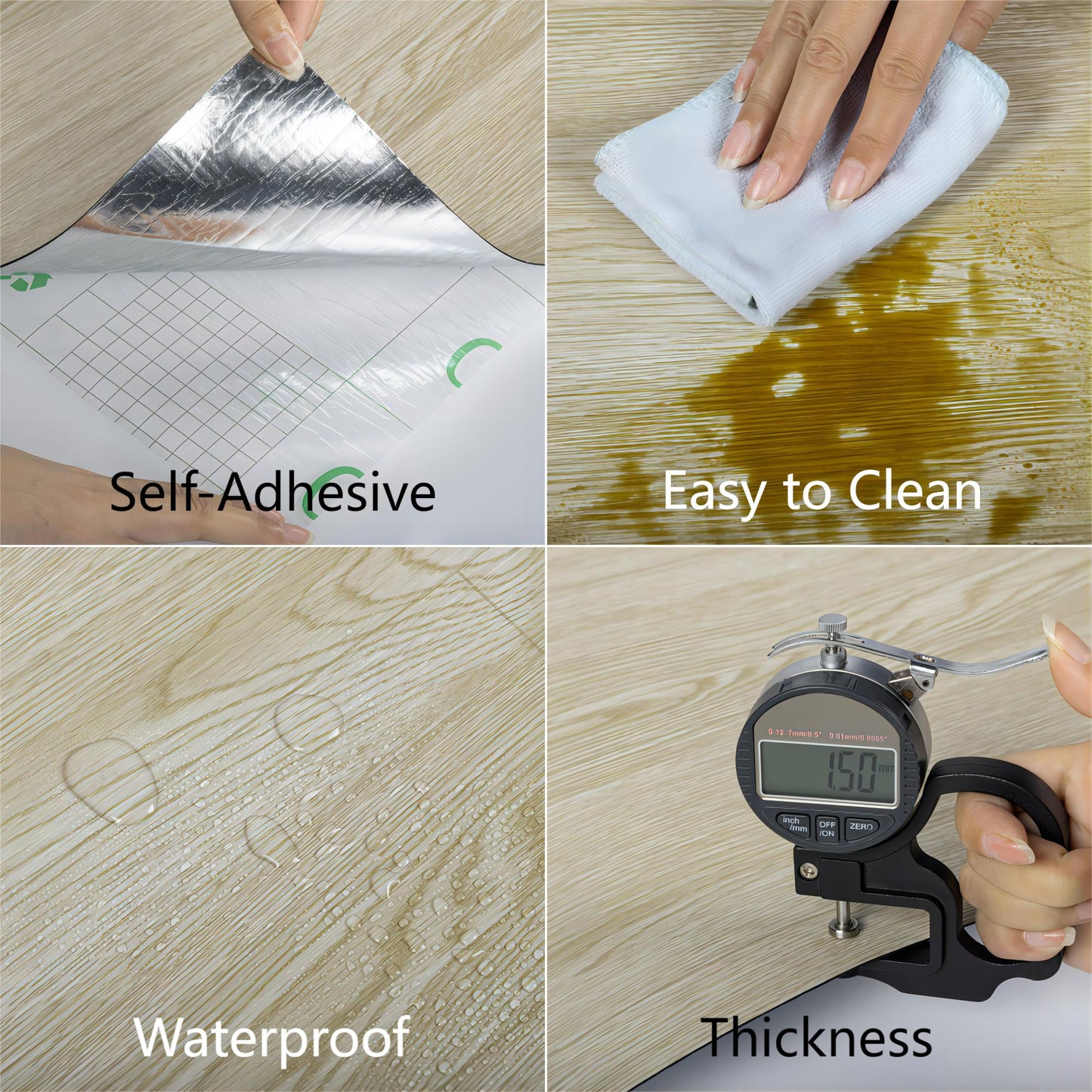 UMIGGEE Peel and Stick Vinyl Flooring Roll 23-in x 196-in/31 Sq.Ft Thicken Self-Adhesive Vinyl Wood Grain Floor Wear-Resistant Easy DIY Install Home Decor