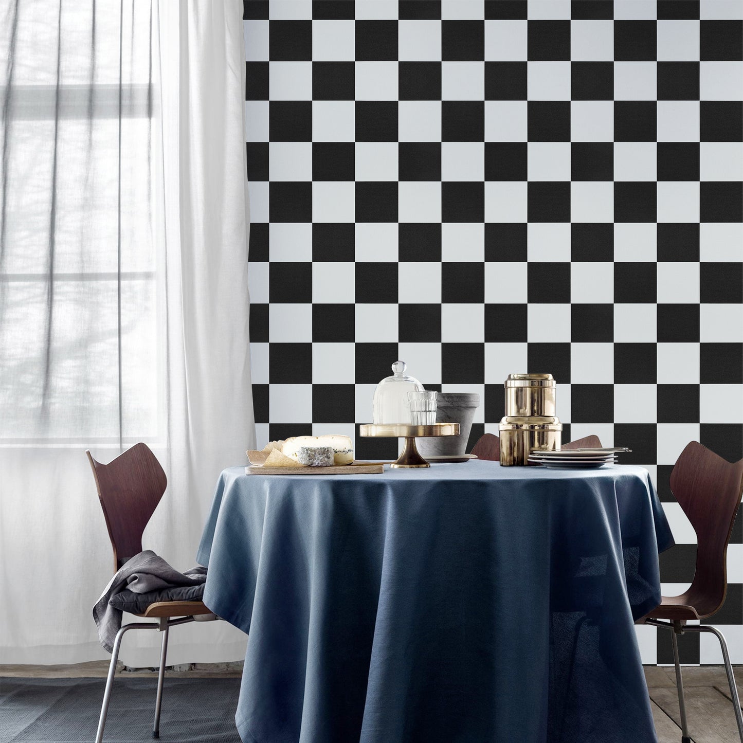 Abyssaly 23.6" x 118"Peel and Stick Self Wallpaper Adhesive Vinyl Black and White Checkered Contact Paper for Bathroom Kitchen Backsplash Cabinets Shelf Liners Drawers