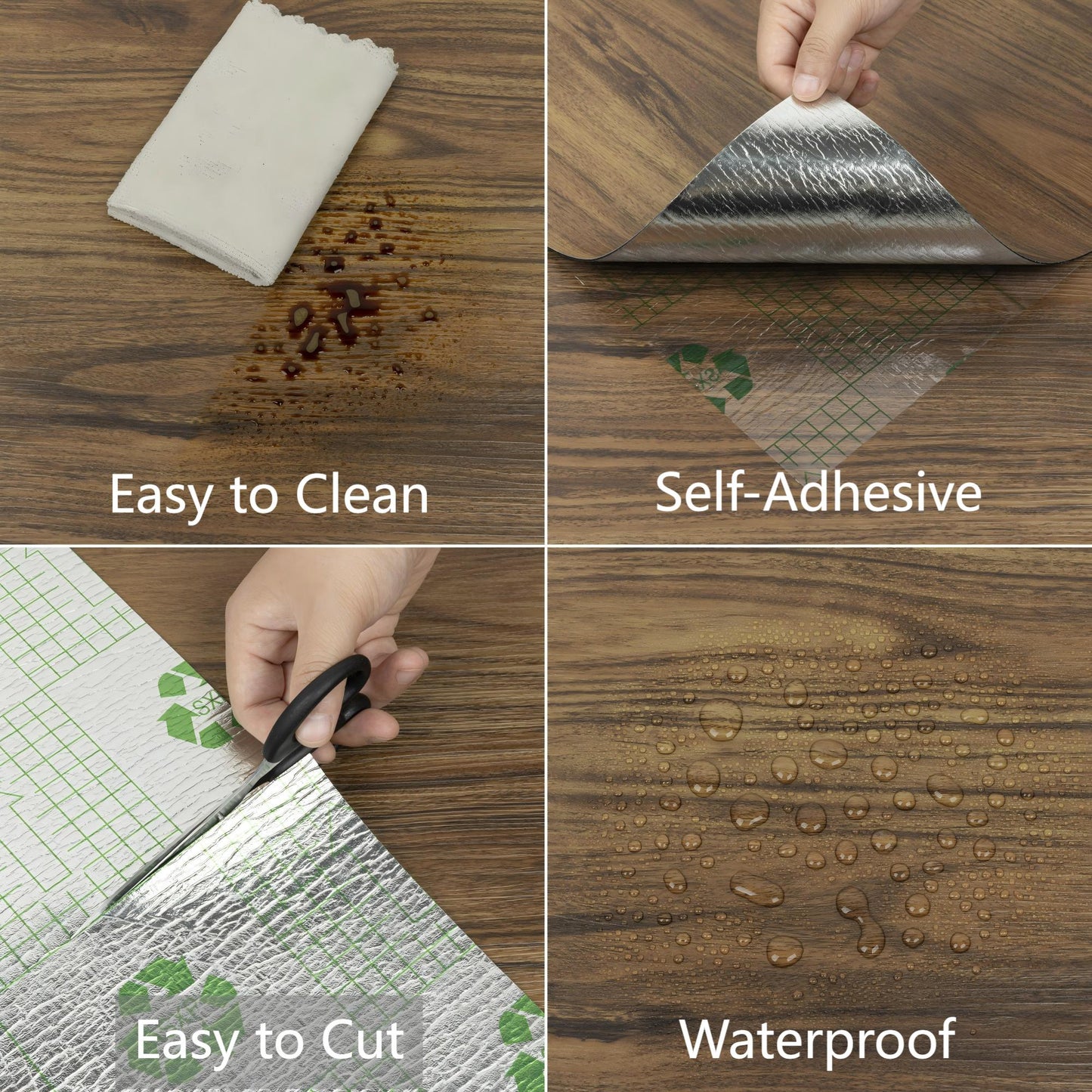 UMIGGEE Brown Peel and Stick Vinyl Flooring Roll 15.7-in x 118-in/12.8 Sq.Ft Thicken Self-Adhesive Vinyl Wood Grain Floor Wear-Resistant Easy DIY Install Home Decor