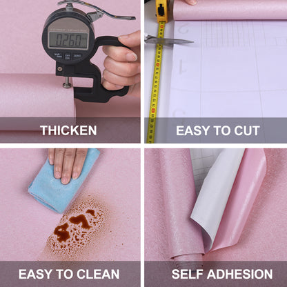 Abyssaly Pink Peel and Stick Wallpaper 15.7" x 118" Self Adhesive Removable Wallpaper Silk Embossed Vinyl Film for Nursery Bedroom Living Room Countertop