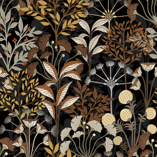 UMIGGEE Leaf Wallpaper 17.7"x393" Multicolor Peel and Stick Wallpaper Self Adhesive Wall Paper Boho Black/Brow Floral Leaf Contact Paper for Home Mural Wall Decor Wall Covering Old Furniture Renovatio