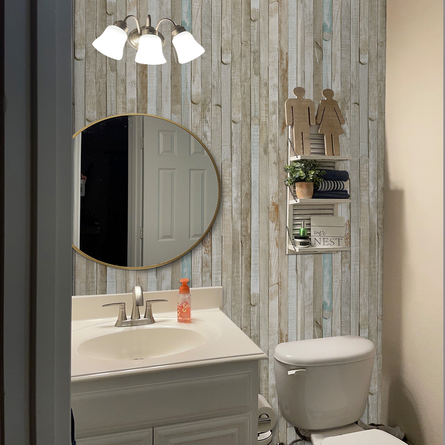 UMIGGEE 17.7" x 118" Rustic Wood Wallpaper Self-Adhesive Removable Wallpaper Blue Peel and Stick Wallpaper Vinyl Wood Wall Paper for Home Decoration Wall Covering Old Furniture Renovation