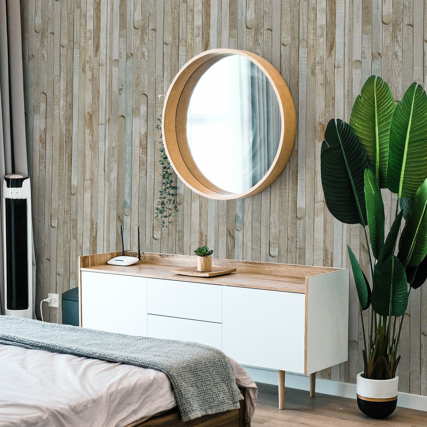 Meiban 17.7" x 118" Rustic Wood Wallpaper Self-Adhesive Removable Wallpaper Blue Peel and Stick Wallpaper Vinyl Wood Wall Paper for Home Decoration Wall Covering Old Furniture Renovation