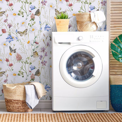 Abyssaly Floral Peel and Stick Wallpaper 17.3"×118" White Removable Self-Adhesive Vinyl Wall Paper for Home Decor