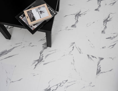 UMIGGEE White Marble Peel and Stick Floor Tile Vinyl Flooring 12-in x 12-in Upgrade Thickness for Kitchen Living Room Bedroom Home Decor 10Pcs/Pack (10 Sq. ft./Pack)