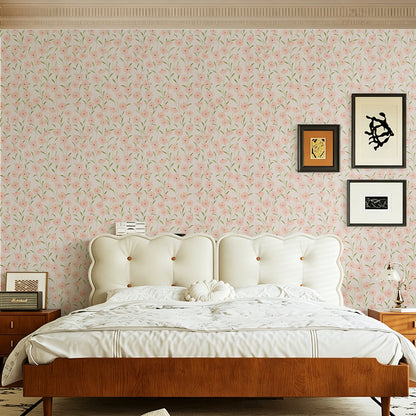Abyssaly Floral Peel and Stick Wallpaper, 17.3" x 118.1" Pink, Removable Self-Adhesive Vinyl Wall Paper for Home and Room Decoration