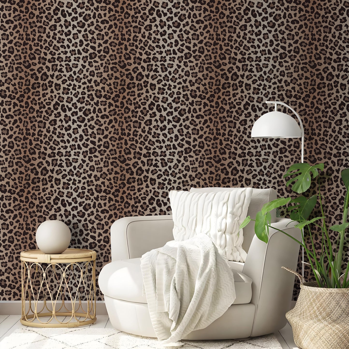 Abyssaly Leopard Peel and Stick Wallpaper 17.3 "x 118" Gradient Brown Leopard Wallpaper Vintage Vinyl Contact Paper Suitable for Home Walls Cabinet Bedroom