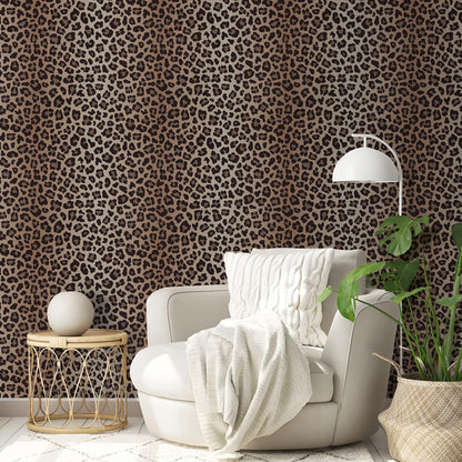Abyssaly Leopard Peel and Stick Wallpaper 17.3 "x 118" Gradient Brown Leopard Wallpaper Vintage Vinyl Contact Paper Suitable for Home Walls Cabinet Bedroom