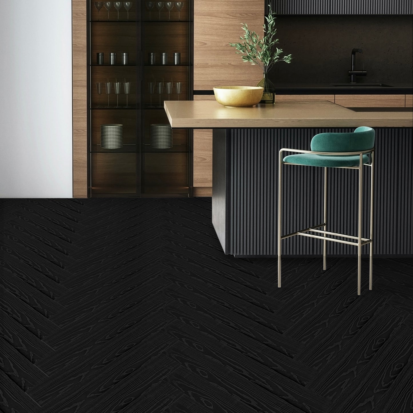 UMIGGEE Black Peel and Stick Vinyl Flooring Roll 15.7-in x 118-in/12.8 Sq.Ft Thicken Self-Adhesive Vinyl Wood Grain Floor Wear-Resistant Easy DIY Install Home Decor
