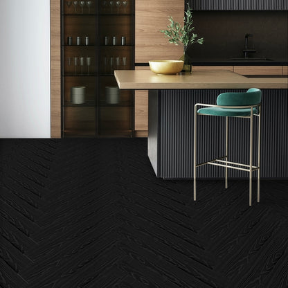 UMIGGEE Black Peel and Stick Vinyl Flooring Roll 15.7-in x 118-in/12.8 Sq.Ft Thicken Self-Adhesive Vinyl Wood Grain Floor Wear-Resistant Easy DIY Install Home Decor
