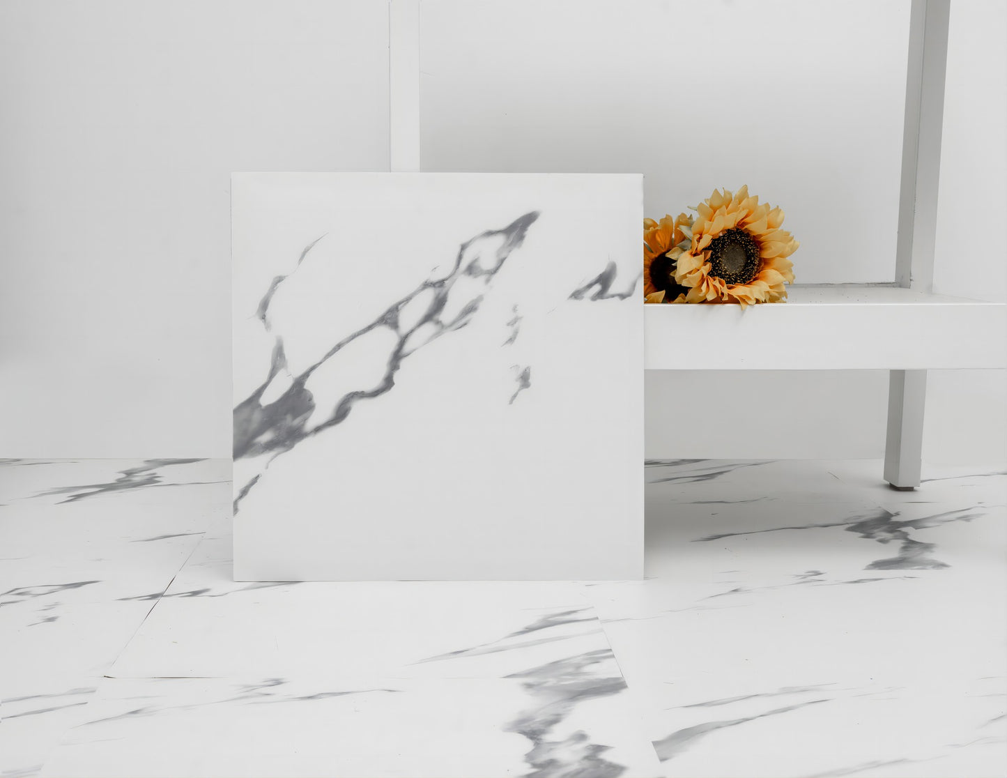 UMIGGEE White Marble Peel and Stick Floor Tile Vinyl Flooring 12-in x 12-in Upgrade Thickness for Kitchen Living Room Bedroom Home Decor 10Pcs/Pack (10 Sq. ft./Pack)