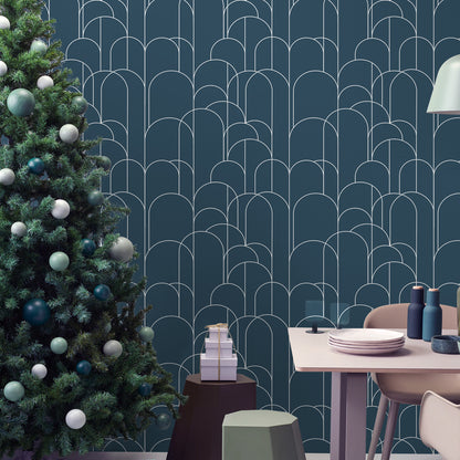 Abyssaly Peel and Stick Wallpaper Geometric Wallpaper 17.7" x 118" Self-Adhesive Wallpaper Removable Wallpaper for Home Decoration and Furniture Renovation Blue Wallpaper