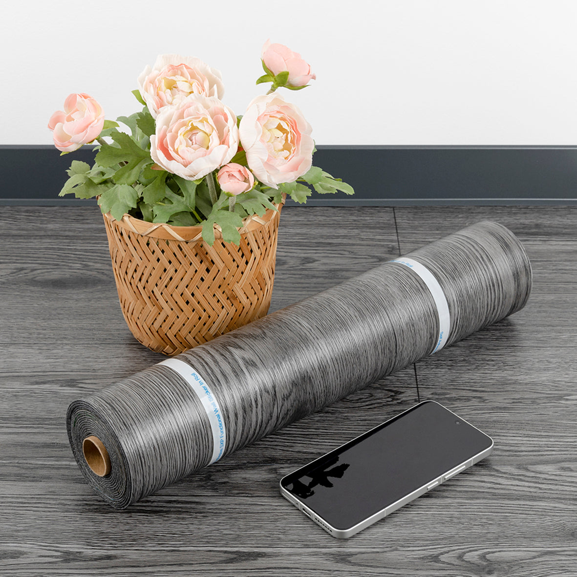 Lxcreat 196.8-in x 23.6-in Vinyl Flooring Gray Peel and Stick Roll Vinyl Floor Wood Plank Flooring Self Adhesive Vinyl Wood Grain Floor