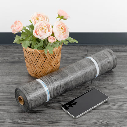Lxcreat 196.8-in x 23.6-in Vinyl Flooring Gray Peel and Stick Roll Vinyl Floor Wood Plank Flooring Self Adhesive Vinyl Wood Grain Floor