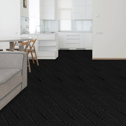 UMIGGEE Black Peel Stick Flooring 35-in x 5.7-in x 1.0mm 10-Pcs Vinyl Flooring Wood Grain Floor Tiles Easy to Install for Bathroom Kitchen Living Room Home Decor