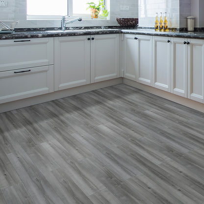 Lxcreat 20pcs Peel and Stick Floor Tile, Gray Wood Grain Look, Self Adhesive and Waterproof for Transfer Bathroom, Kitchen, Living Room (35-in×6-in)
