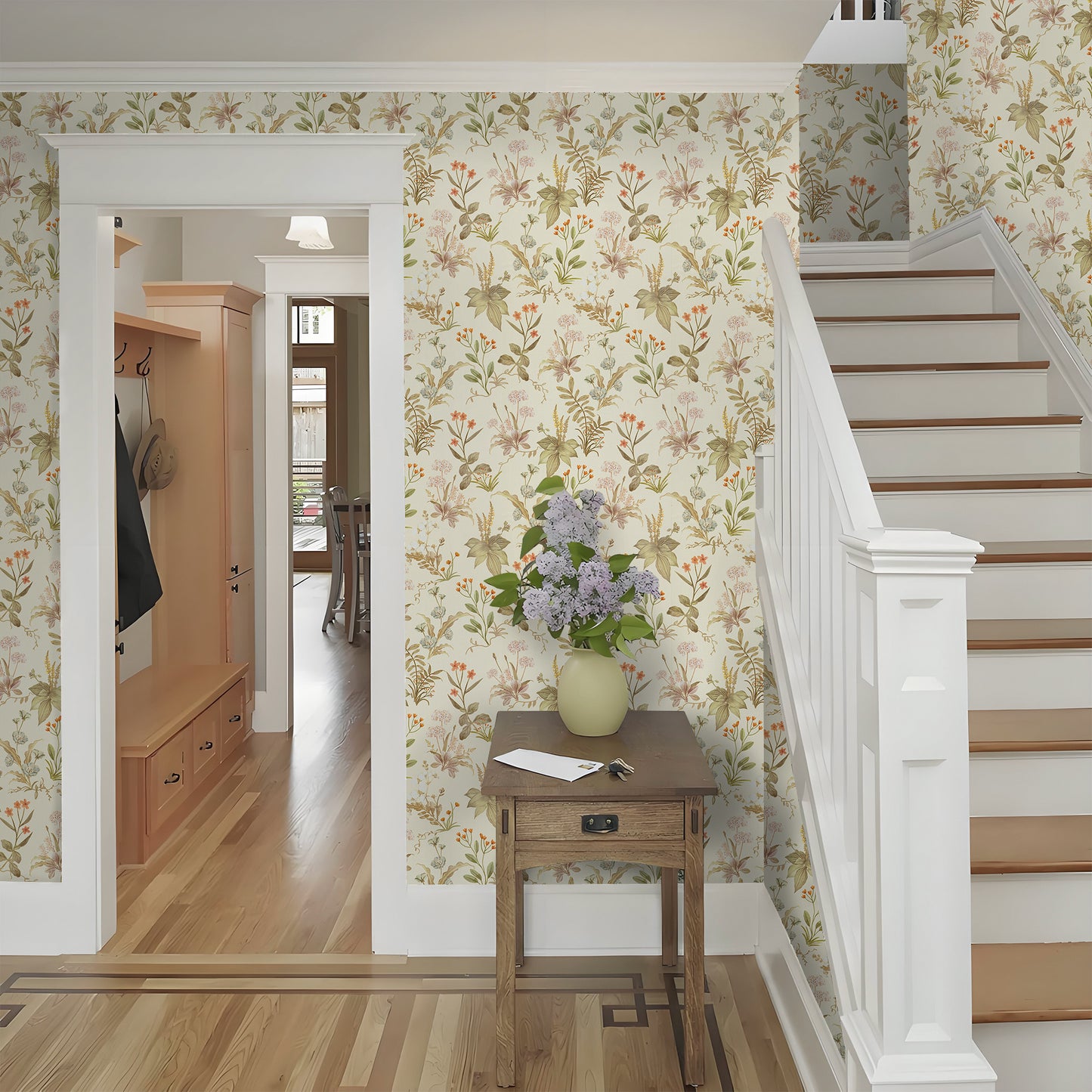 Abyssaly Floral Peel and Stick Wallpaper, 17.3" x 118" Beige, Removable Self-Adhesive Vinyl Wall Paper for Home and Room Decoration