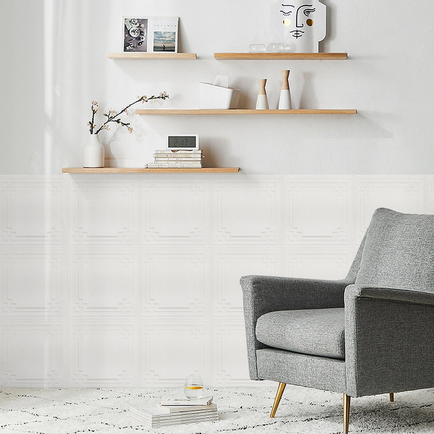 Abyssaly Drop Ceiling Tile, 13.7" x 13.7" 16 Pcs, 3D Wall Panels Foam Peel and Stick Ceiling Tiles Decorative Easy Install PVC Ceiling Panels for Interior Kitchen Bathroom Basement, White