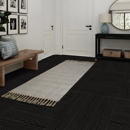 UMIGGEE Black Peel Stick Flooring 35-in x 5.7-in x 1.0mm 10-Pcs Vinyl Flooring Wood Grain Floor Tiles Easy to Install for Bathroom Kitchen Living Room Home Decor