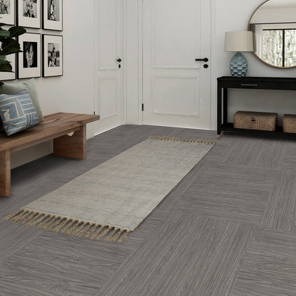 UMIGGEE Gray Peel Stick Flooring 35-in x 5.7-in x 1.0mm 20-Pcs Vinyl Flooring Wood Grain Floor Tiles Easy to Install for Bathroom Kitchen Living Room