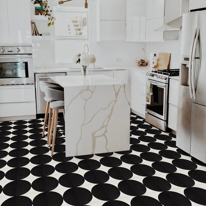 UMIGGEE Black Semi-circular Vinyl Flooring Tile 11.8"x11.8"x1.0mm (10-pcs) Peel and Stick Flooring Tile Self Adhesive Flooring Tile Home Decor for Kitchen Living Room (Cover 9.6 sq. ft./ Pack)