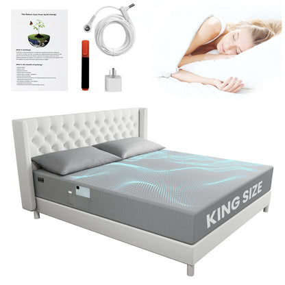 Alow Grounding Sheets King Size Gray Fiber Grounding Sheet 90% Organic Cotton + 10% Pure Silver Fitted Bed Sheet Earth Connected Bedding with Grounding Cord