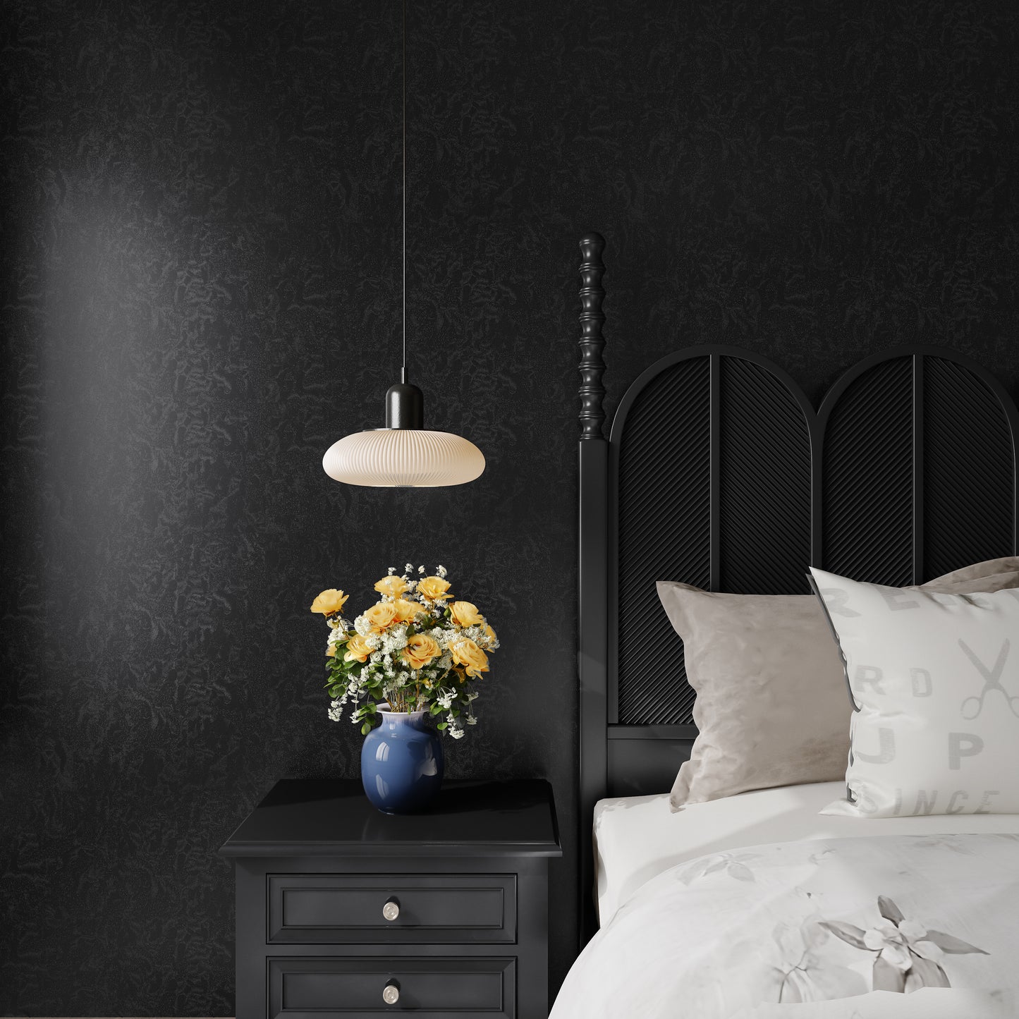 Abyssaly Black Peel and Stick wallpaper 15.7"×118" Removable Contact Paper for Bedroom Contertop