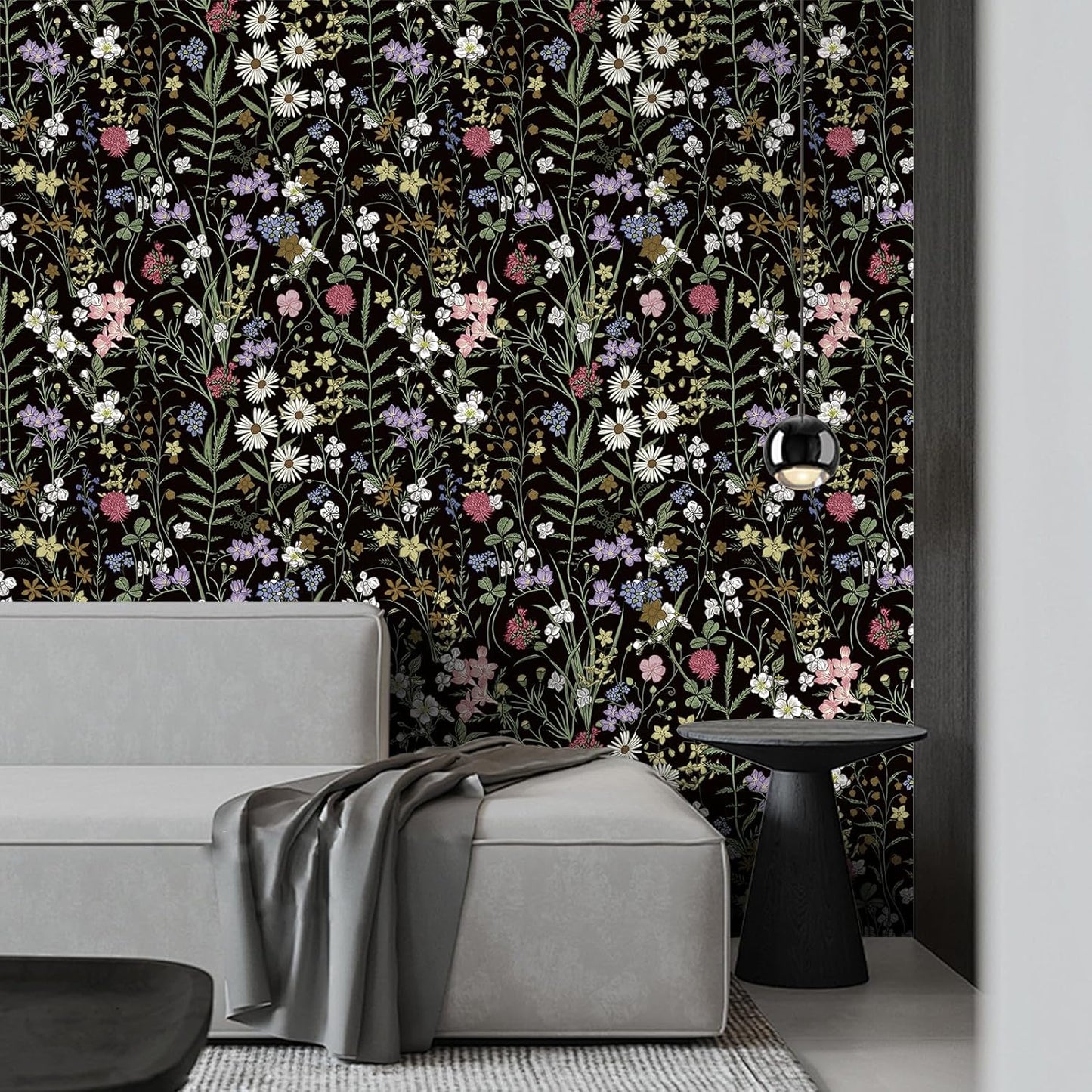 Abyssaly 17.7" x 393" Peel and Stick Wallpaper Self Adhesive Removable Waterproof Flower Wallpaperfor Bedroom Living Room