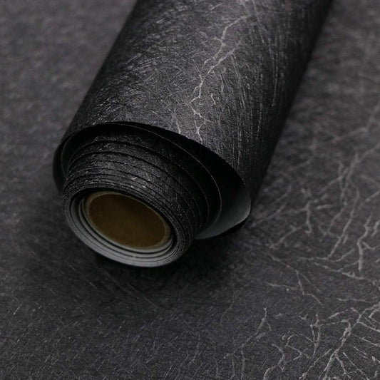 Abyssaly Black Silk Wallpaper 15.7" x 196.8" Peel and Stick Wallpaper Embossed Textured Self Adhesive Wallpaper Vinyl Wallpaper for Furniture Countertop Paper