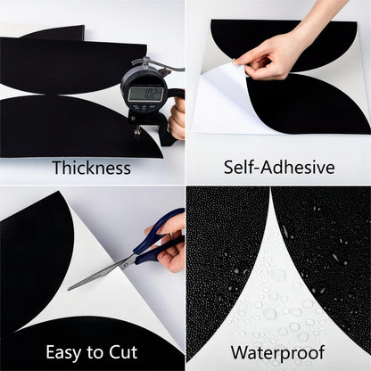UMIGGEE Black Semi-circular Vinyl Flooring Tile 11.8"x11.8"x1.0mm (10-pcs) Peel and Stick Flooring Tile Self Adhesive Flooring Tile Home Decor for Kitchen Living Room (Cover 9.6 sq. ft./ Pack)