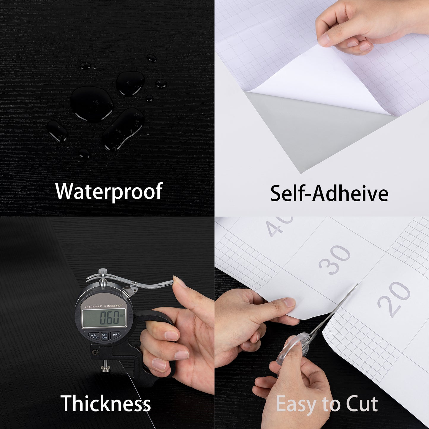 UMIGGEE Black Wood Grain Peel and Stick Floor Tiles – 15.7-in x 118-in Wood Floor Contact Paper Versatile Design for Any Space Self Adhesive Vinyl Flooring Non-Slip Features