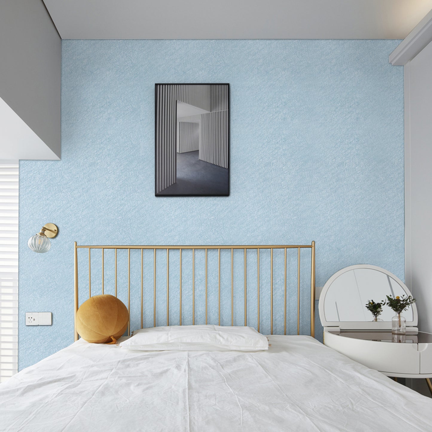 Abyssaly Blue Peel and Stick Wallpaper 15.7" x 118"Self Adhesive Removable Light Blue Textured Wall Paper for Home Decorative