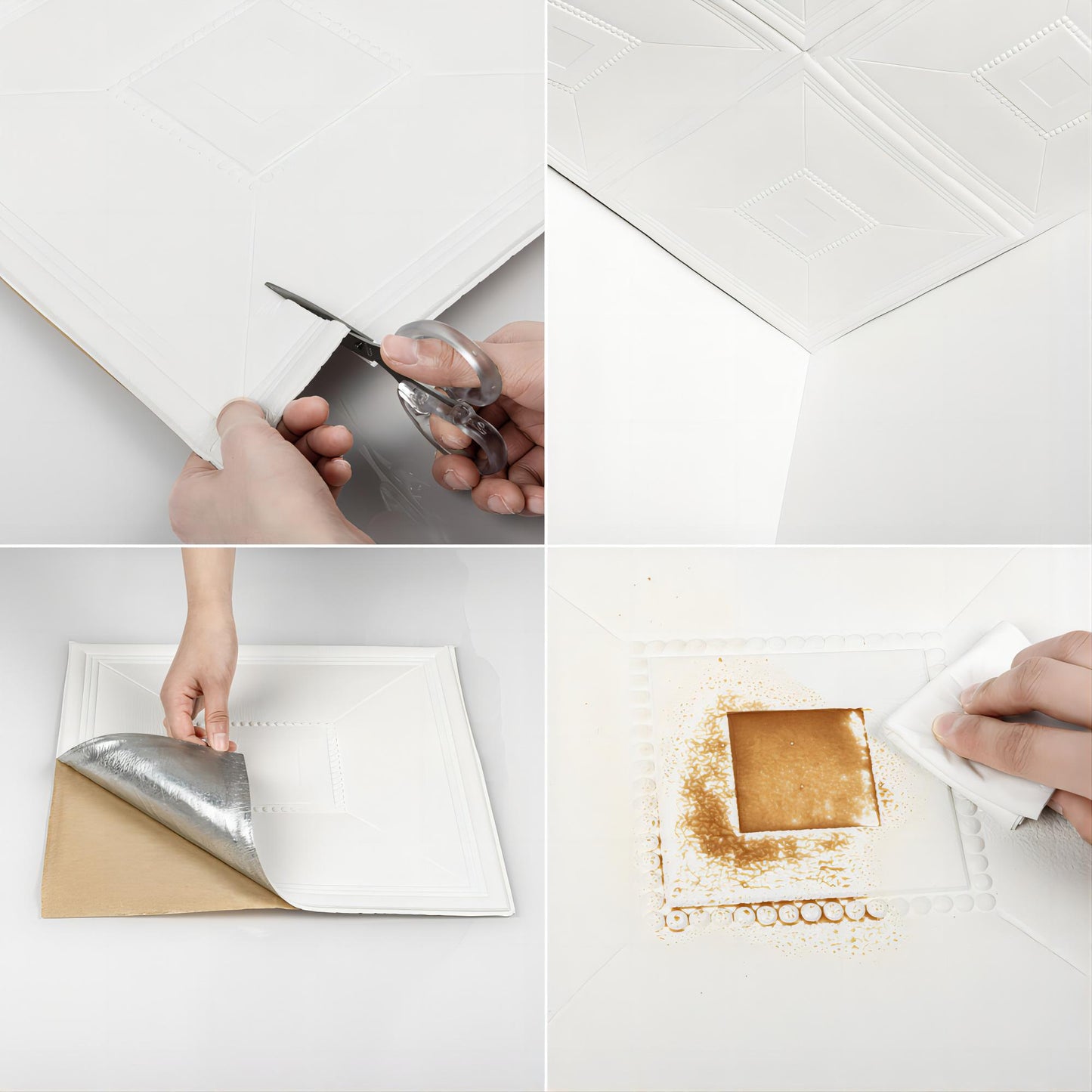 Abyssaly Peel and Stick Ceiling Tile 13.7" x 13.7" 16 Pcs White Ceiling Tile Coverage Area 21 sq.ft, Easy to Install for Ceiling and Wall, Plain White