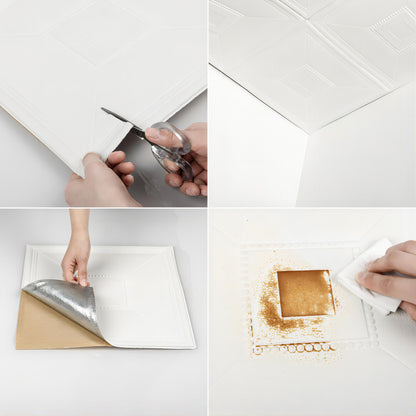 Abyssaly Peel and Stick Ceiling Tile 13.7" x 13.7" 16 Pcs White Ceiling Tile Coverage Area 21 sq.ft, Easy to Install for Ceiling and Wall, Plain White