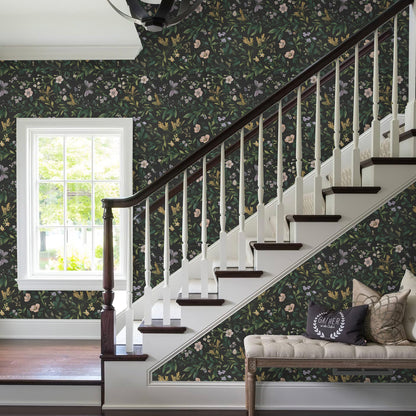 Abyssaly Floral Peel and Stick Wallpaper Self Adhesive Removable Flower Wall Paper 17.3"× 118" / 1 Roll Green Vintage Vinly Contact Paper Waterproof